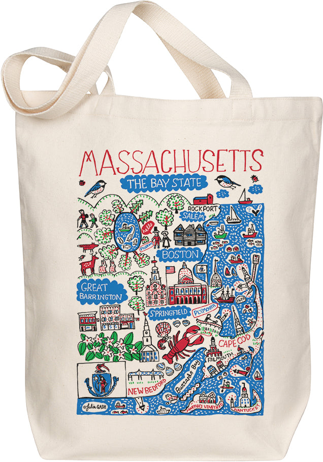 Massachusetts Boutique Map Art Tote