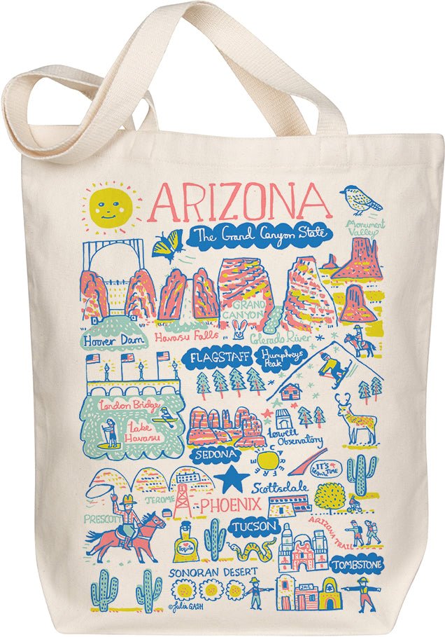 Arizona Map Art Organic Cotton Tote Bag by Morado Designs