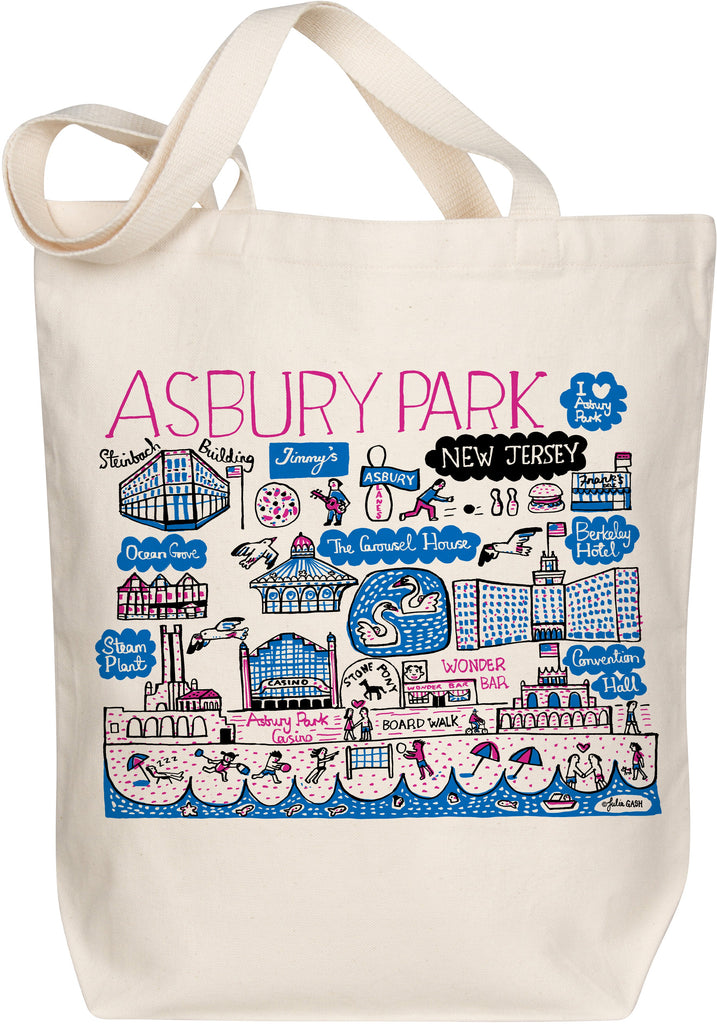 Asbury Park Organic Cotton Tote Bag – Boutique Map Art by Julia Gash