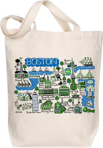Boston Map Art Organic Cotton Tote – Illustrated by Julia Gash