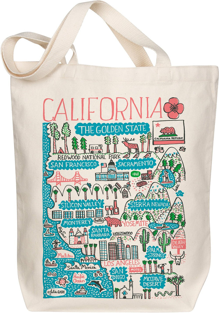 California Pink Boutique Map Art Organic Cotton Tote Bag illustrated by Julia Gash