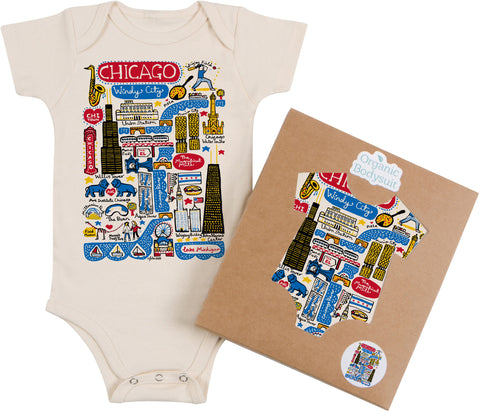 Chicago Boutique Map Art Baby Bodysuit or Toddler Tee – Organic Cotton