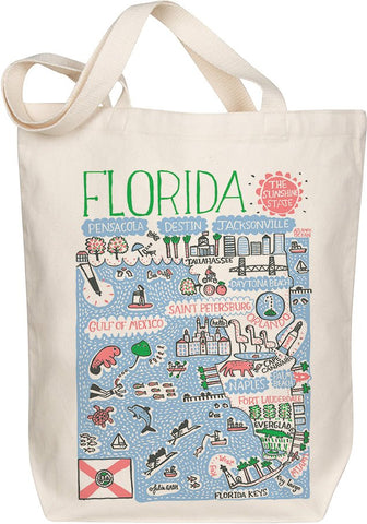 Florida Map Art Organic Cotton Tote – Illustrated by Julia Gash
