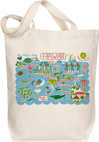 Hawaii Map Art Organic Cotton Tote – Illustrated by Julia Gash
