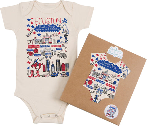 Houston Map Art Baby Bodysuit or Toddler Tee – Organic Cotton