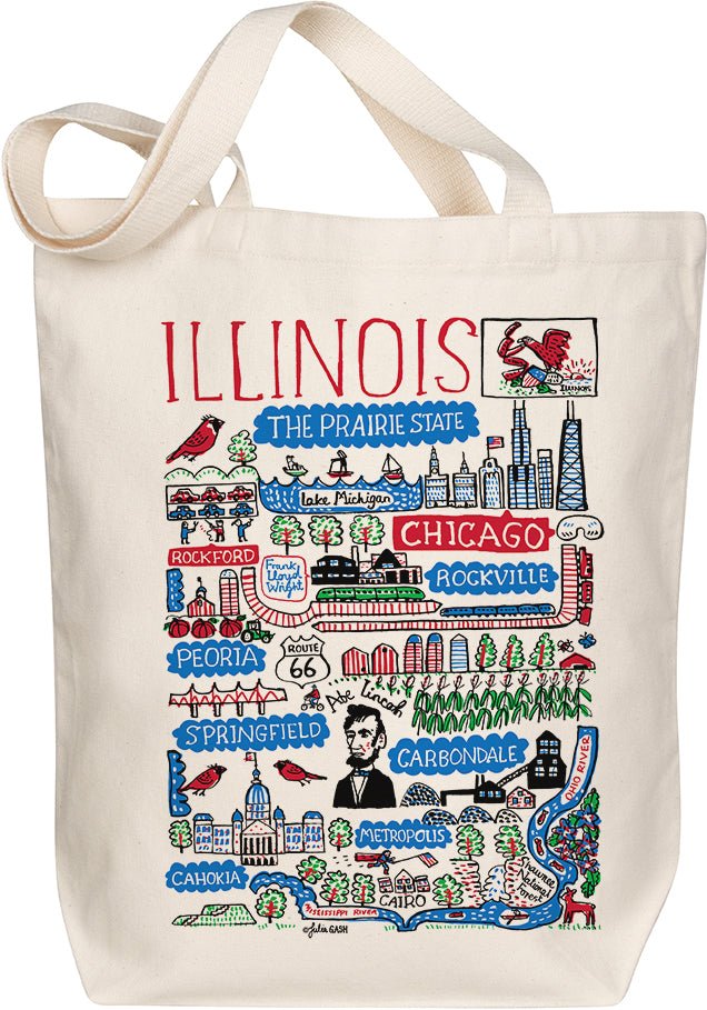 Illinois Map Art Organic Cotton Tote Bag by Morado Designs
