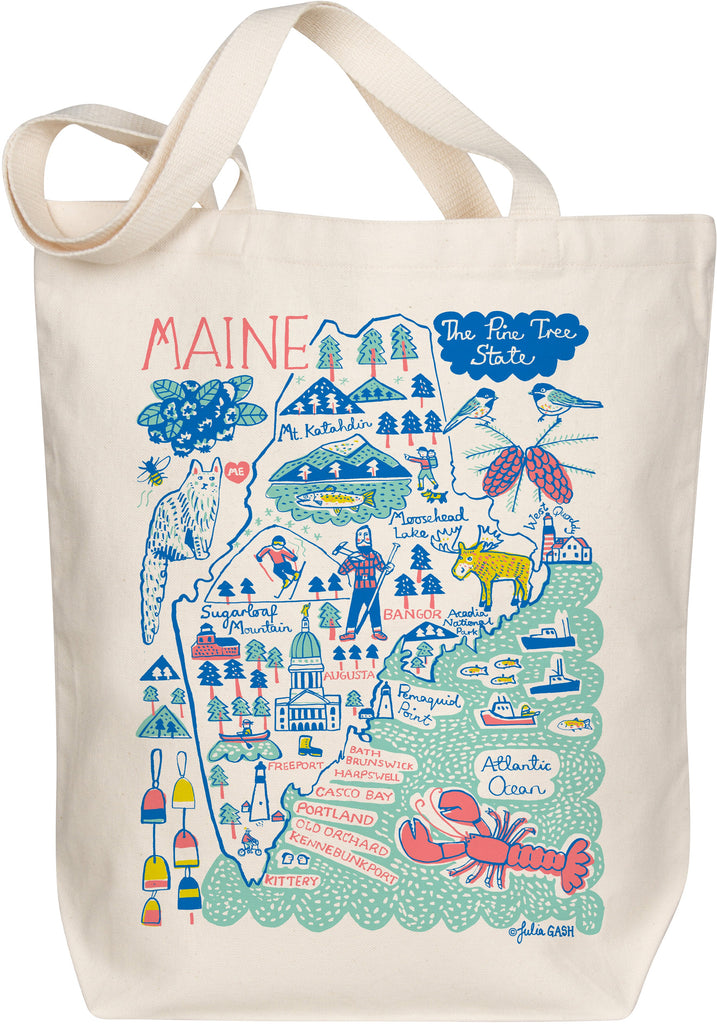 Maine Map Art Organic Cotton Tote Bag by Morado Designs