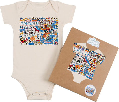 Maryland Boutique Map Art Baby Bodysuit or Toddler Tee – Organic Cotton