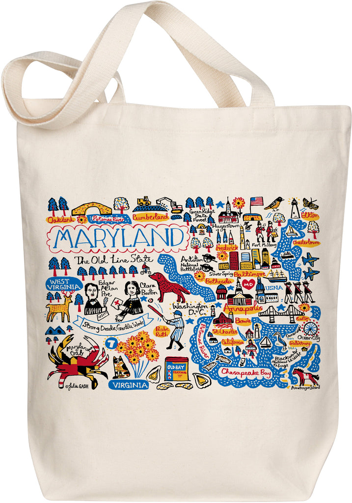 Maryland Organic Cotton Tote Bag – Boutique Map Art by Julia Gash