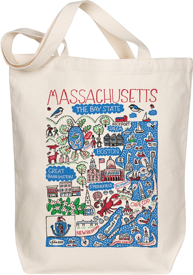 Massachusetts Map Art Organic Cotton Tote Bag by Morado Designs