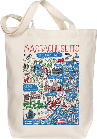 Massachusetts Map Art Organic Cotton Tote – Illustrated by Julia Gash