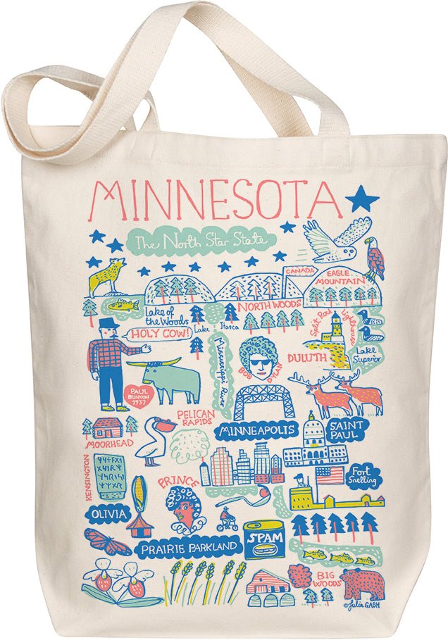 Minnesota Map Art Organic Cotton Tote Bag by Morado Designs