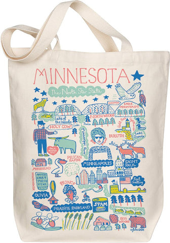Minnesota Map Art Organic Cotton Tote – Illustrated by Julia Gash
