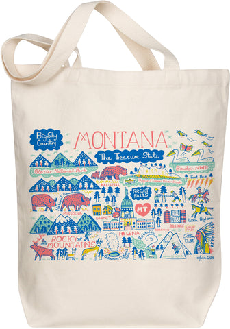 Montana Boutique Map Art Organic Cotton Tote Bag – Illustrated by Julia Gash