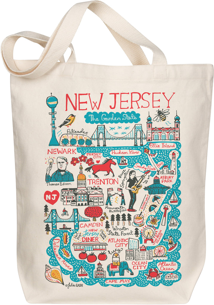 New Jersey Organic Cotton Tote Bag – Boutique Map Art by Julia Gash