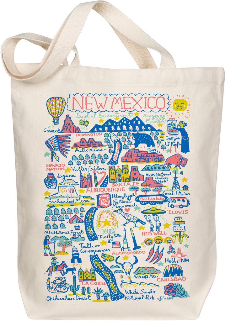 New Mexico Map Art Organic Cotton Tote Bag by Julia Gash