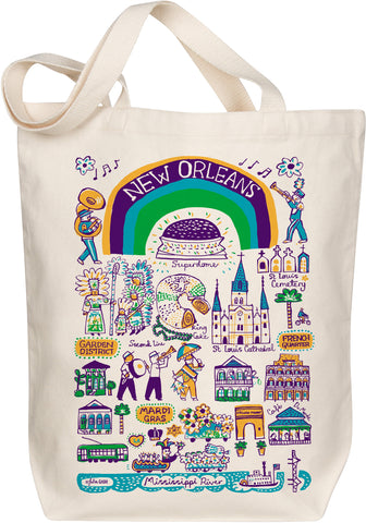 New Orleans Boutique Map Art Organic Cotton Tote Bag – Illustrated by Julia Gash