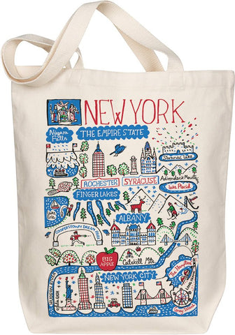 New York State Map Art Organic Cotton Tote – Illustrated by Julia Gash