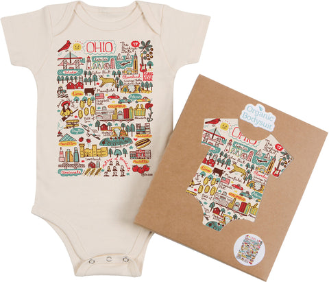 Ohio Map Art Baby Bodysuit or Toddler Tee – Organic Cotton