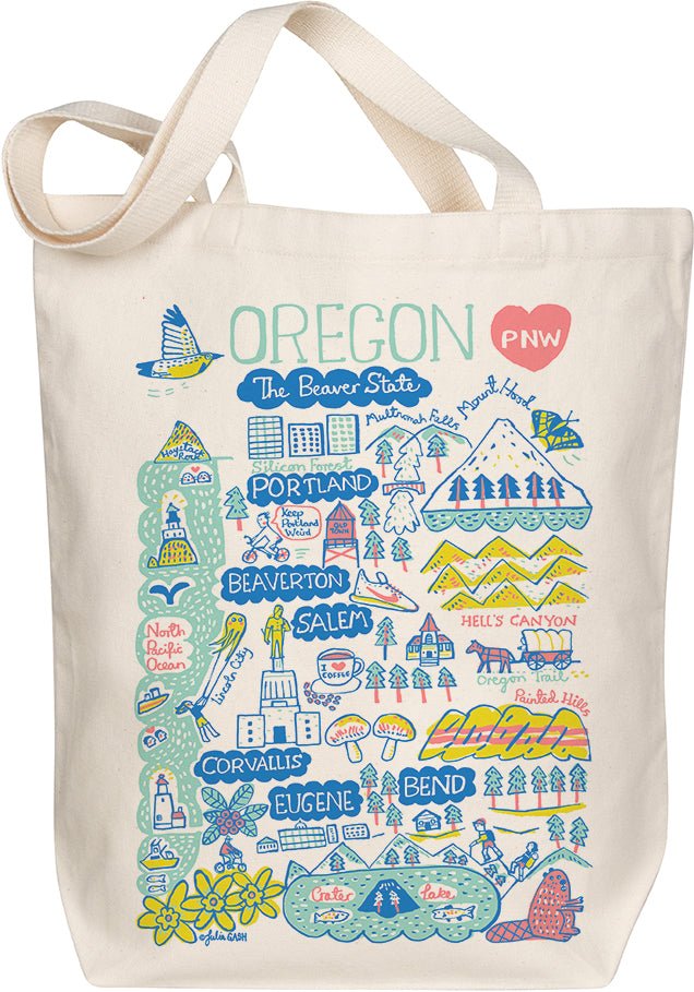 Oregon Blue Map Art Organic Cotton Tote Bag by Morado Designs