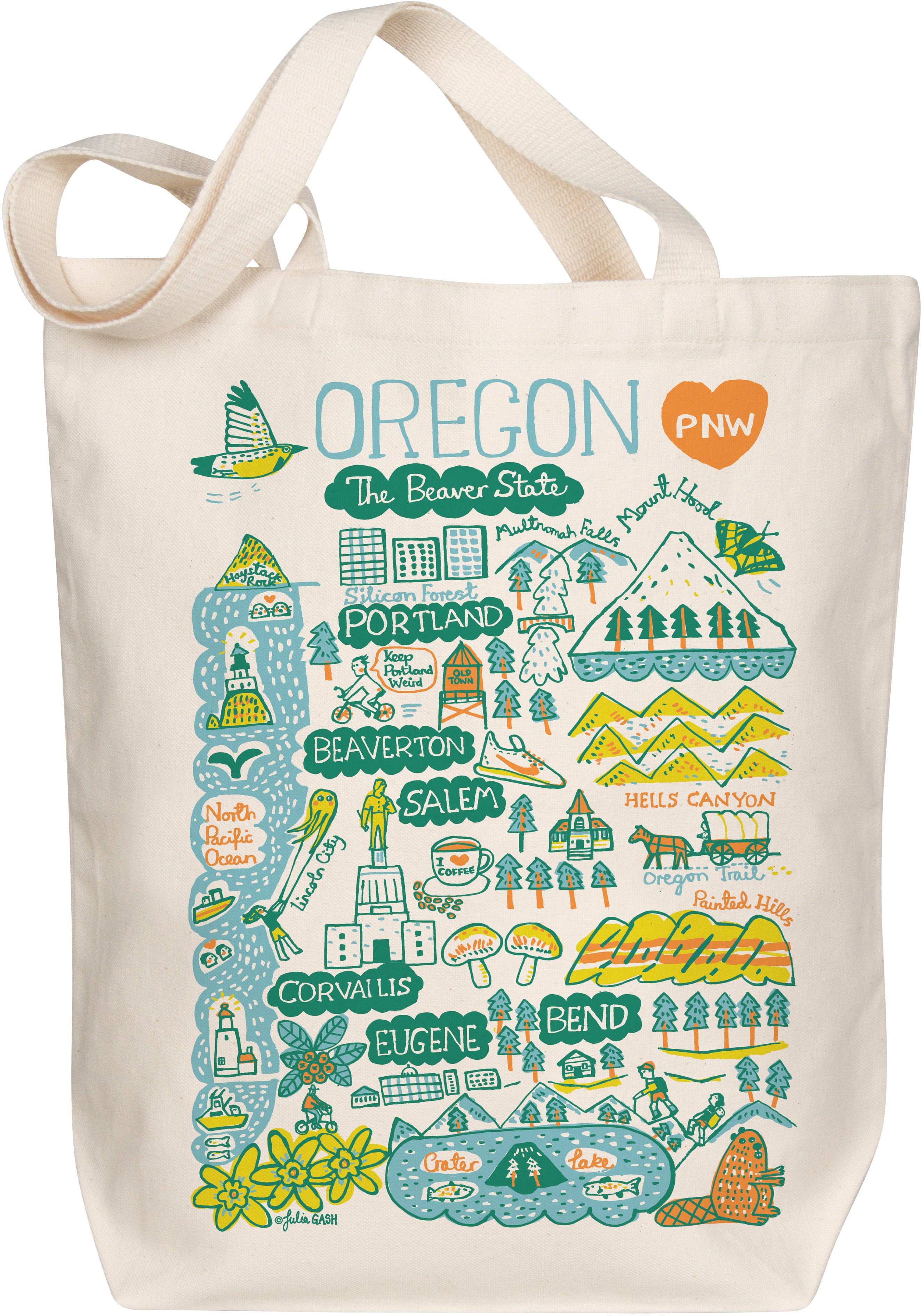 Oregon Boutique Map Art Tote - Evergreen – Morado Designs