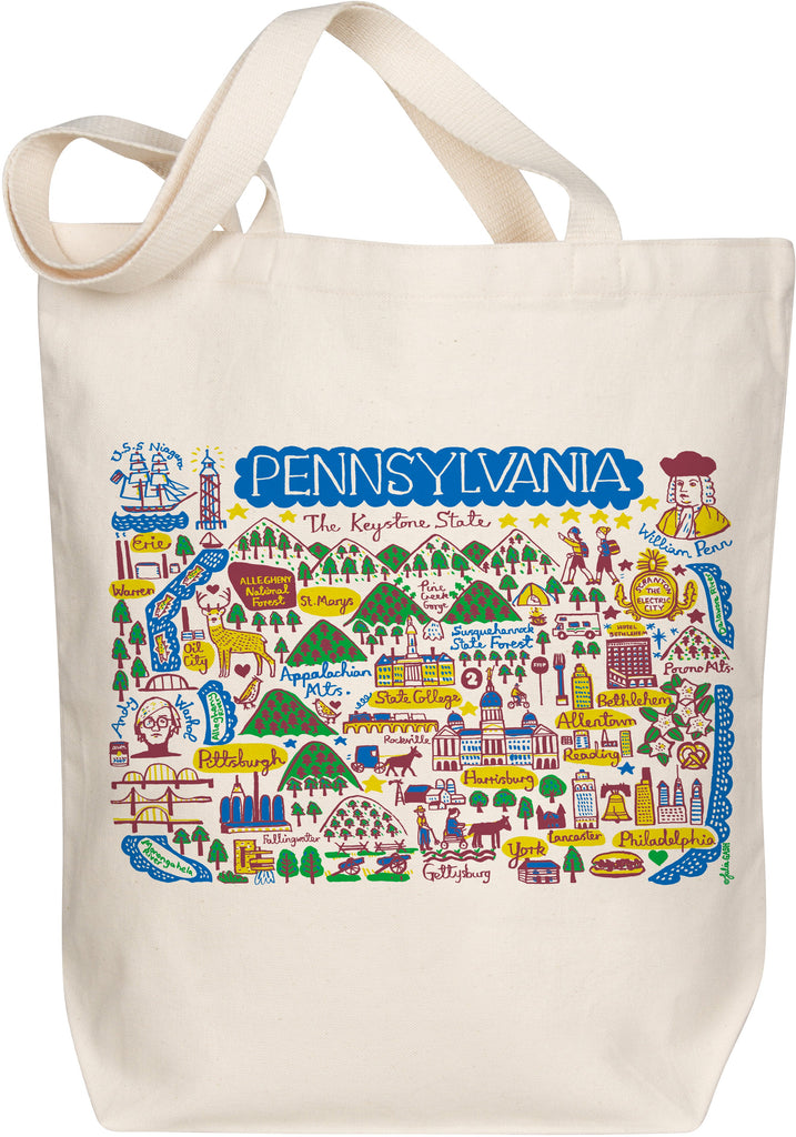 Pennsylvania Organic Cotton Tote Bag – Boutique Map Art by Julia Gash