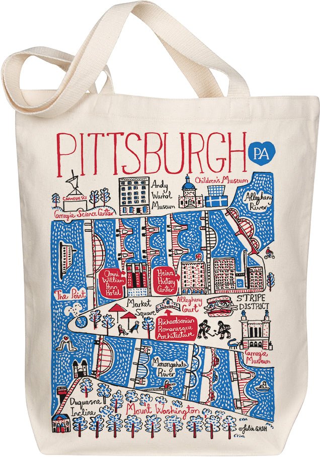 Pittsburgh Map Art Organic Cotton Tote Bag by Julia Gash