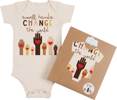 Small Hands Change the World Bodysuit & Tee