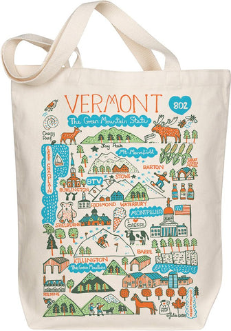 Vermont Map Art Organic Cotton Tote – Illustrated by Julia Gash