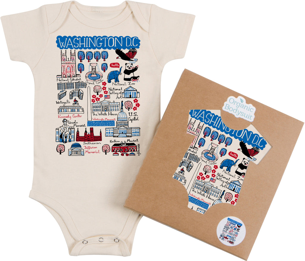 Washington D.C. Map Art Organic Cotton Baby Bodysuit or Toddler Tee by Morado Designs